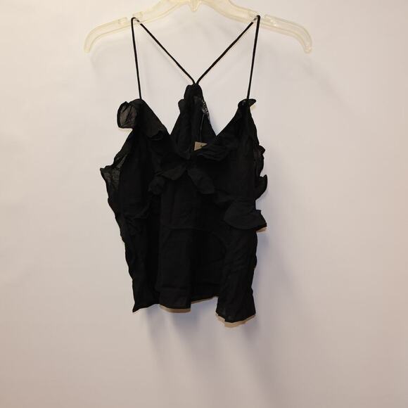 NWT J. Crew Drapey Ruffle Tank Top Cascading Ruffles Black Med Womens Trending - Picture 2 of 16